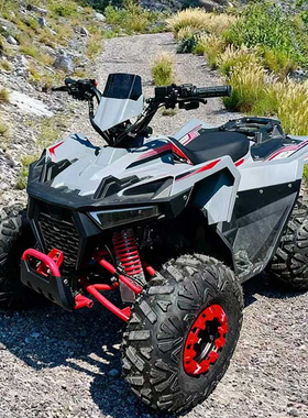 弘鋆125cc沙滩车ATV四轮驱动越野车红色户外运动休闲车