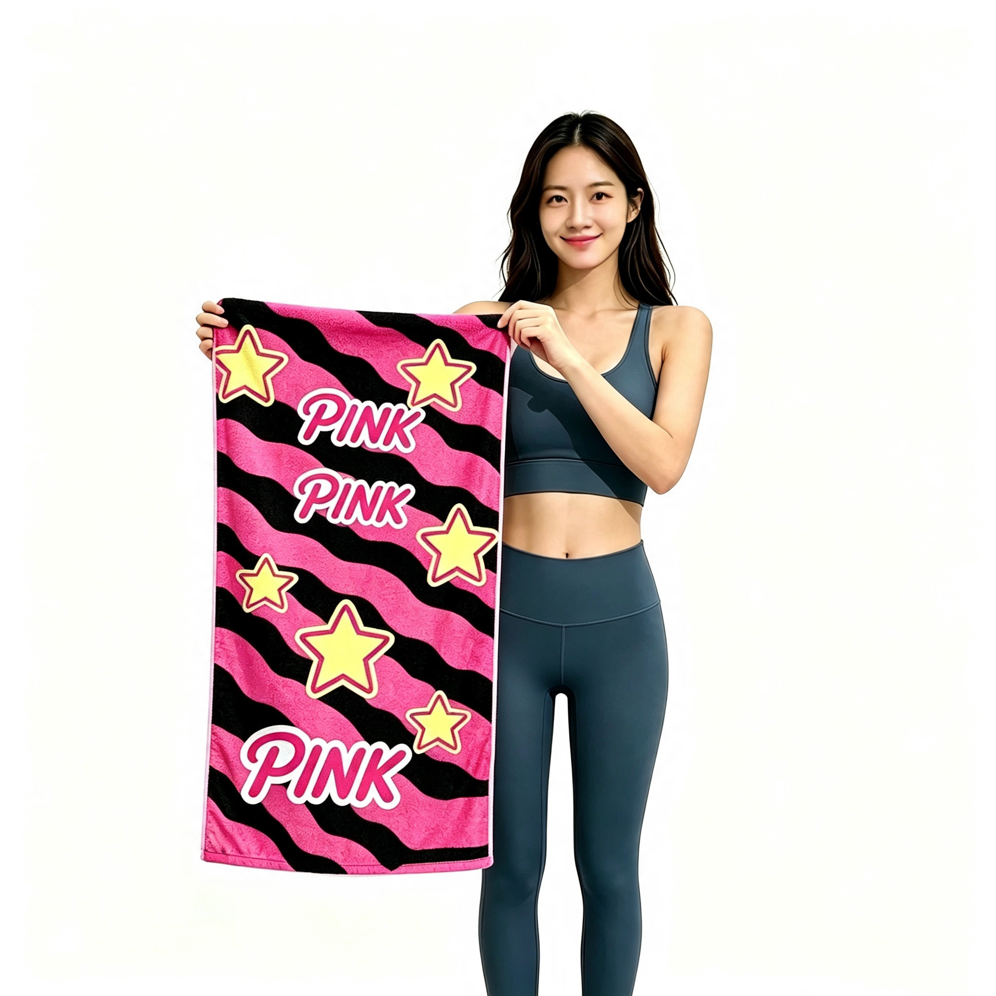 粉色芭比甜心毛巾pink运动吸水浴巾游泳洗澡巾度假沙滩垫毯健身凳