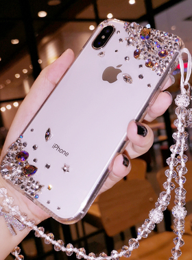 适用于iPhone17pro Max苹果16pro手机壳Air捷克水钻13透明手机壳15plus水晶挂脖链14保护套全包防摔12