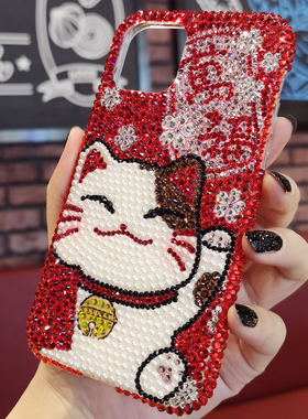 适用于iPhone17pro max苹果16手机壳Air可爱卡通招财小猫15plus新年红色14保护套13全包防摔12女