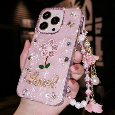 网红新款iPhone17pro max适用于苹果13手机壳12水钻15花朵粉色贝壳纹16保护套14全包防摔Air少女