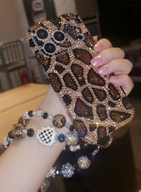 网红新款适用于iphone17pro max苹果16手机壳Air高级感水钻15plus欧美潮牌个性豹纹14保护套13全包防摔12女