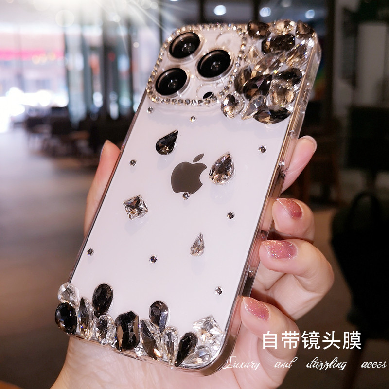 自带镜头膜新款适用于iPhone16pro max苹果13手机壳12高级感奢华14水钻简约透明15保护套全包防摔女