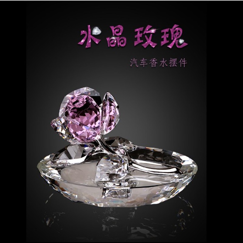 适用玛莎拉蒂奔驰宝马汽车香水座摆件高档车载水晶玫瑰香水香薰女