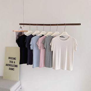 现货莱赛尔兰精天丝醋酸绵羊毛T恤夏薄款纸片人面膜短袖量大私价