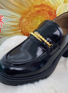 商场撤柜2025新款女鞋粗跟时尚乐福鞋漆皮单鞋厚底增高TA65106-50