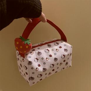 ins高颜值卡通KT猫便携化妆洗漱包旅行收纳包大容量立体手提包女