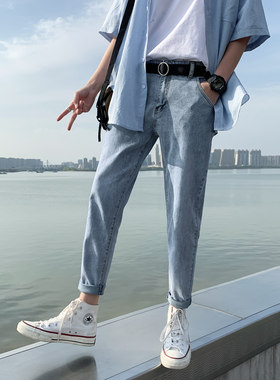 夏季小码男装修身休闲九分裤