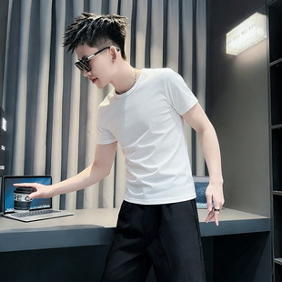 小码纯色白色短袖T恤男夏季S号XS码小号潮修身圆领半袖上衣体恤衫