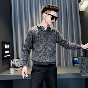 冬季小码男155翻领毛衣针织打底上衣矮小个子小版社会小伙S号XS码