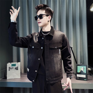 xs小码小号男士水洗做旧工装牛仔外套2025新款春秋夹克上衣青少年