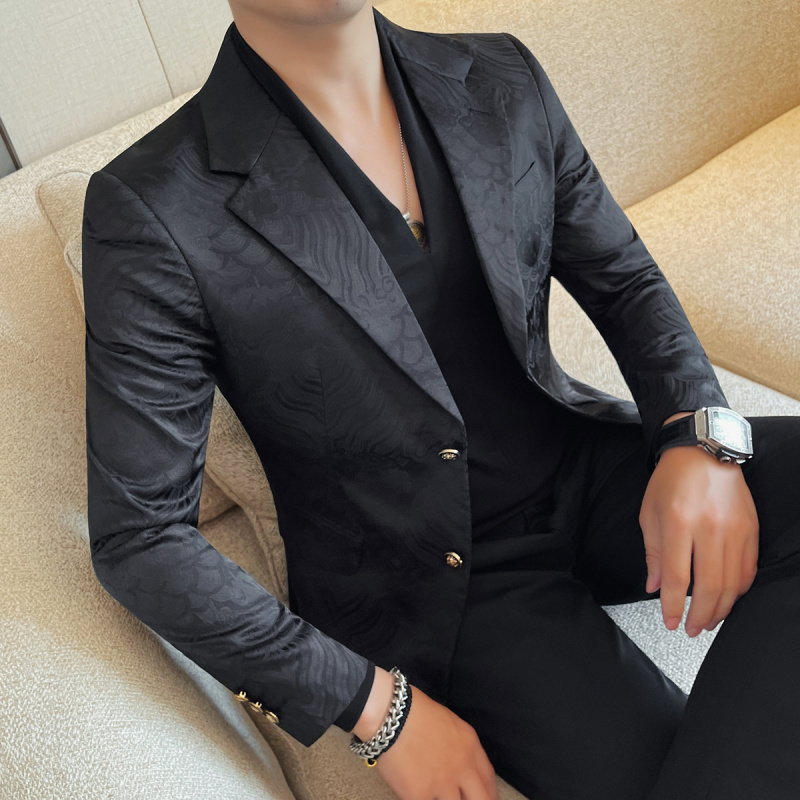 矮小个子男XS号S码s男士西装外套春秋款韩版修身高级感痞帅气提花