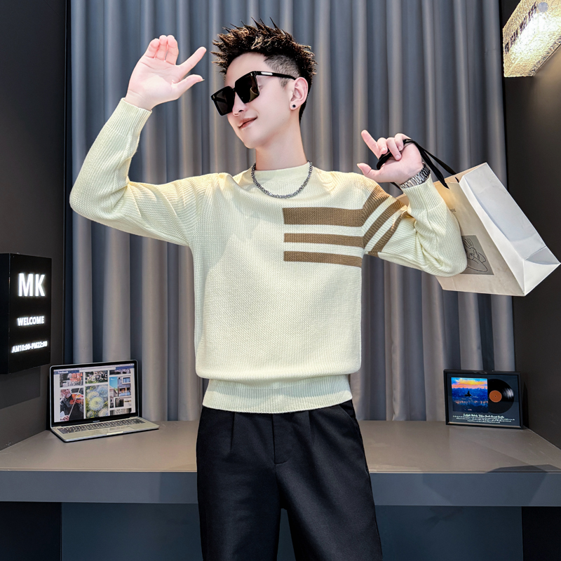 冬季新款毛衣男圆领针织衫矮小个子S号XS码休闲修身155简约打底潮