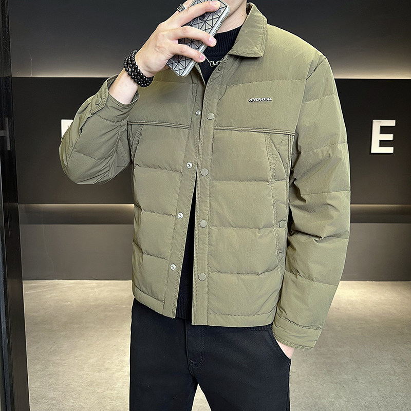2025冬季新款修身短款加厚保暖羽绒棉服xs小码小号纯色翻领棉衣男