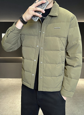 2025冬季新款修身短款加厚保暖羽绒棉服xs小码小号纯色翻领棉衣男