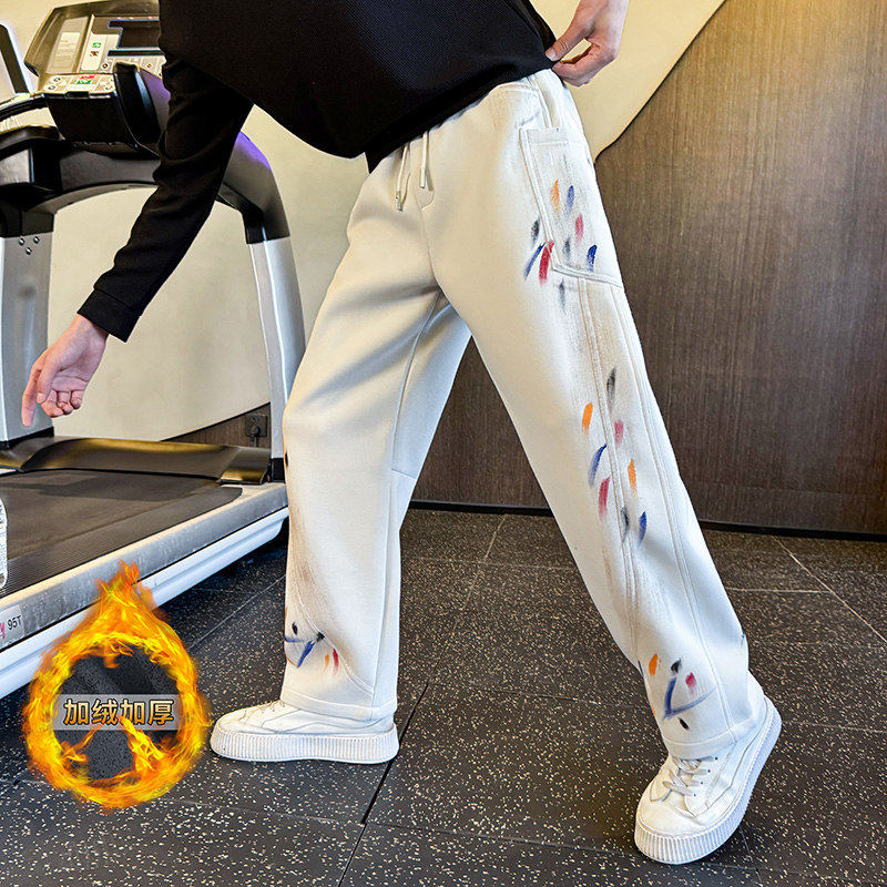 小码男装彩色油漆点加绒长裤冬春个性男士运动休闲裤社会小伙卫裤,男装,卫裤,淘宝优惠券,粉丝福利购,淘宝优惠卷