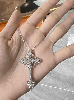 满钻锆石十字架项链女 时髦锁骨链简约时尚气质百搭小众设计ins潮