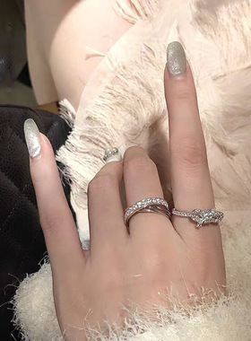 冷淡潮牌戒指女不掉色开口时尚个性叠戴食指欧美轻奢小众套戒指环
