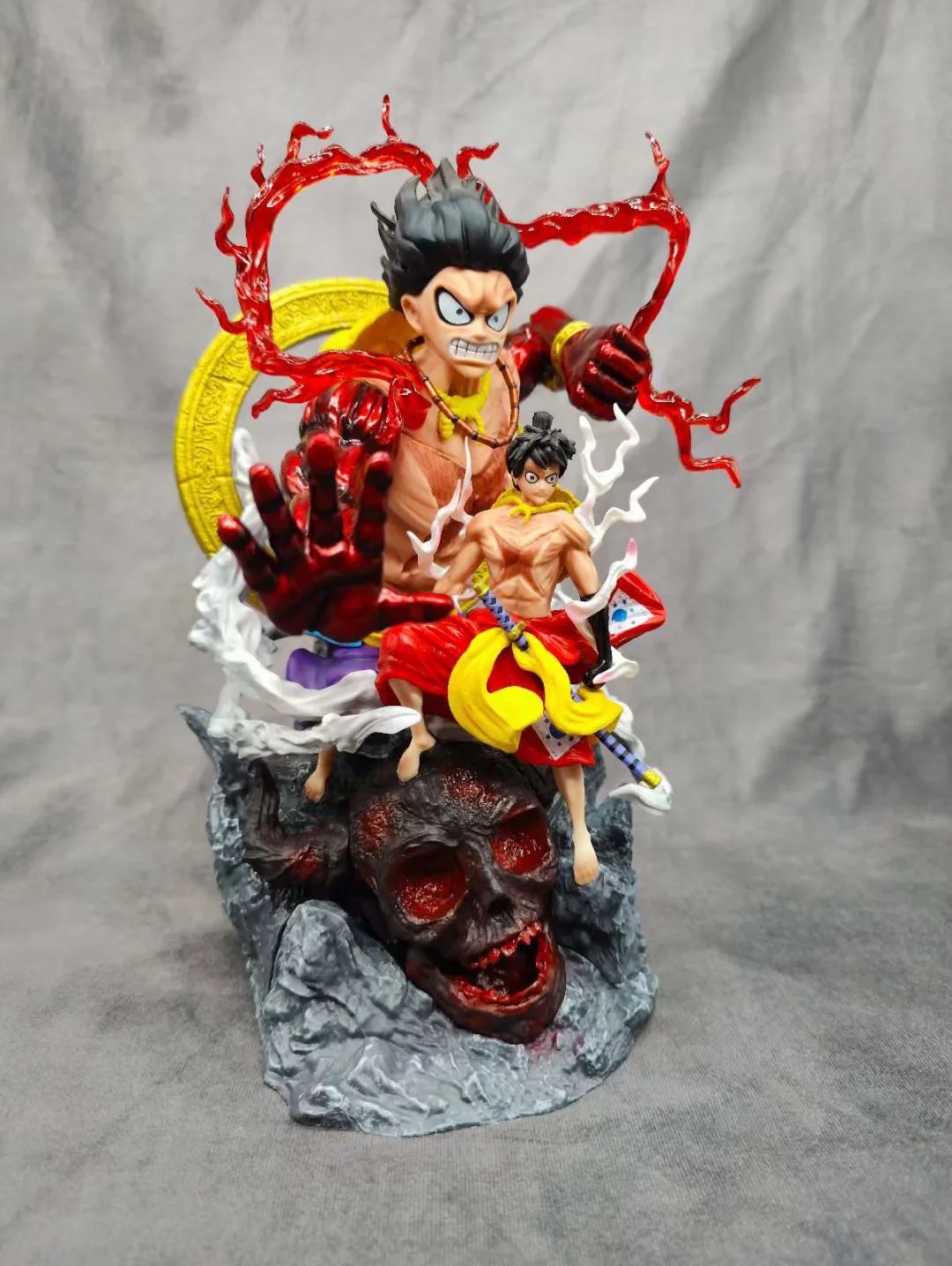 酷玩手办海贼王 和之国 不动明王 GK 燃风 大小路飞 雕像 摆件