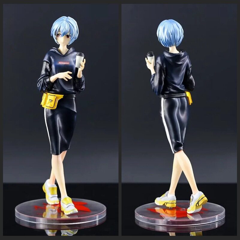 美少女系列 EVA 潮牌 潮服绫波丽 拿奶茶 站姿 公仔摆件 盒装手办
