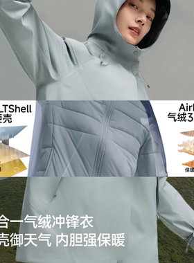 25AW-蕉下女士气绒冲锋衣常规款高暖内胆LS101三合一登山服可拆卸