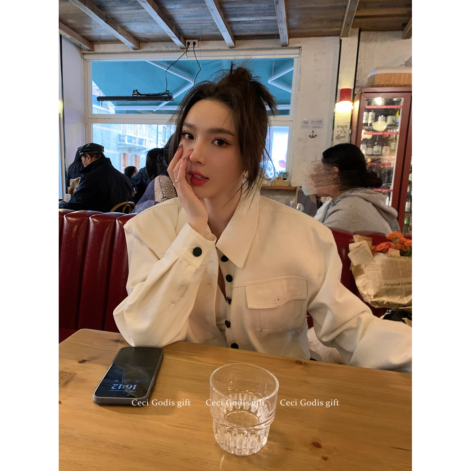 ceci 白色外套百褶裙套装春季女2023年新款设计感小众甜辣风上衣