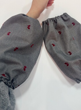 袖套办公室上班族灰色气质短款袖套植绒蝴蝶结羽绒服毛衣护袖秋冬