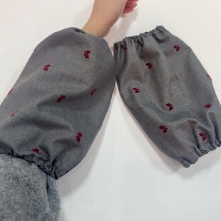 袖套办公室上班族灰色气质短款袖套植绒蝴蝶结羽绒服毛衣护袖秋冬