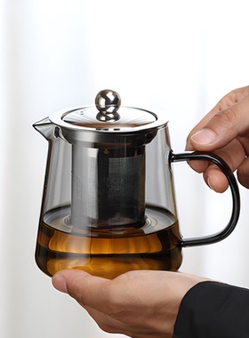 烟灰色耐热玻璃公道杯日式公杯侧把茶海耐高温分茶器泡茶茶具套装