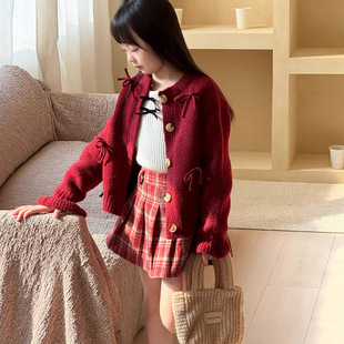 儿童立体蝴蝶结外套 三年级 毛衣 冬季 新年毛衣 女童韩版