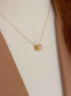 网红时尚简约气质轻奢圆环贝壳项链高级感百搭名媛风锁骨链毛衣链