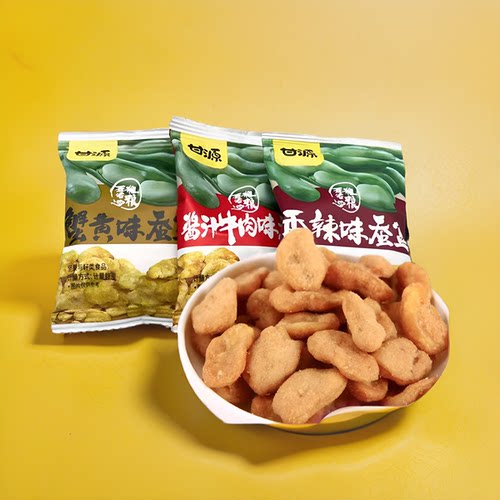 甘源牌蟹黄酱汁牛肉松味蚕豆500g独立小包炒货蟹香味蚕豆馋豆零食 - 封面