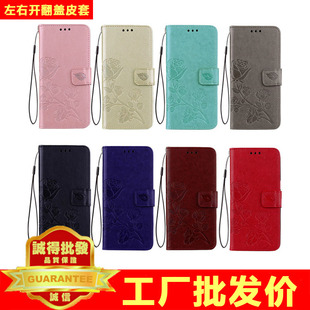 2018手机壳 j6玫瑰压纹皮套翻盖保护批发 J6plus 适用于三星J4