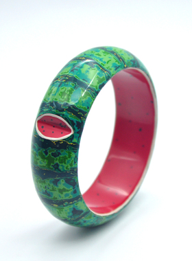 原创大漆手镯西瓜手镯