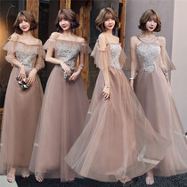 Bridesmaid Dress 2019 new sister head style autumn and winter Korean version girl dress party show thin host performance toast