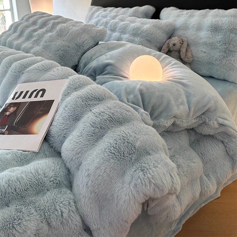 兔兔绒牛奶绒被套单件冬季加厚双面法兰绒被罩冬天加绒珊瑚绒被单