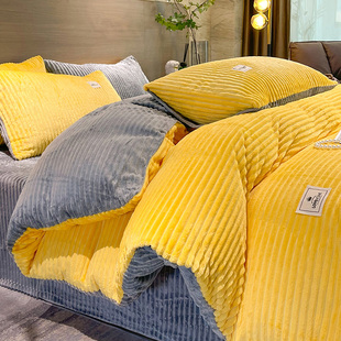 2025新款牛奶绒四件套冬季双面加绒被套床单床笠加厚魔法绒床品