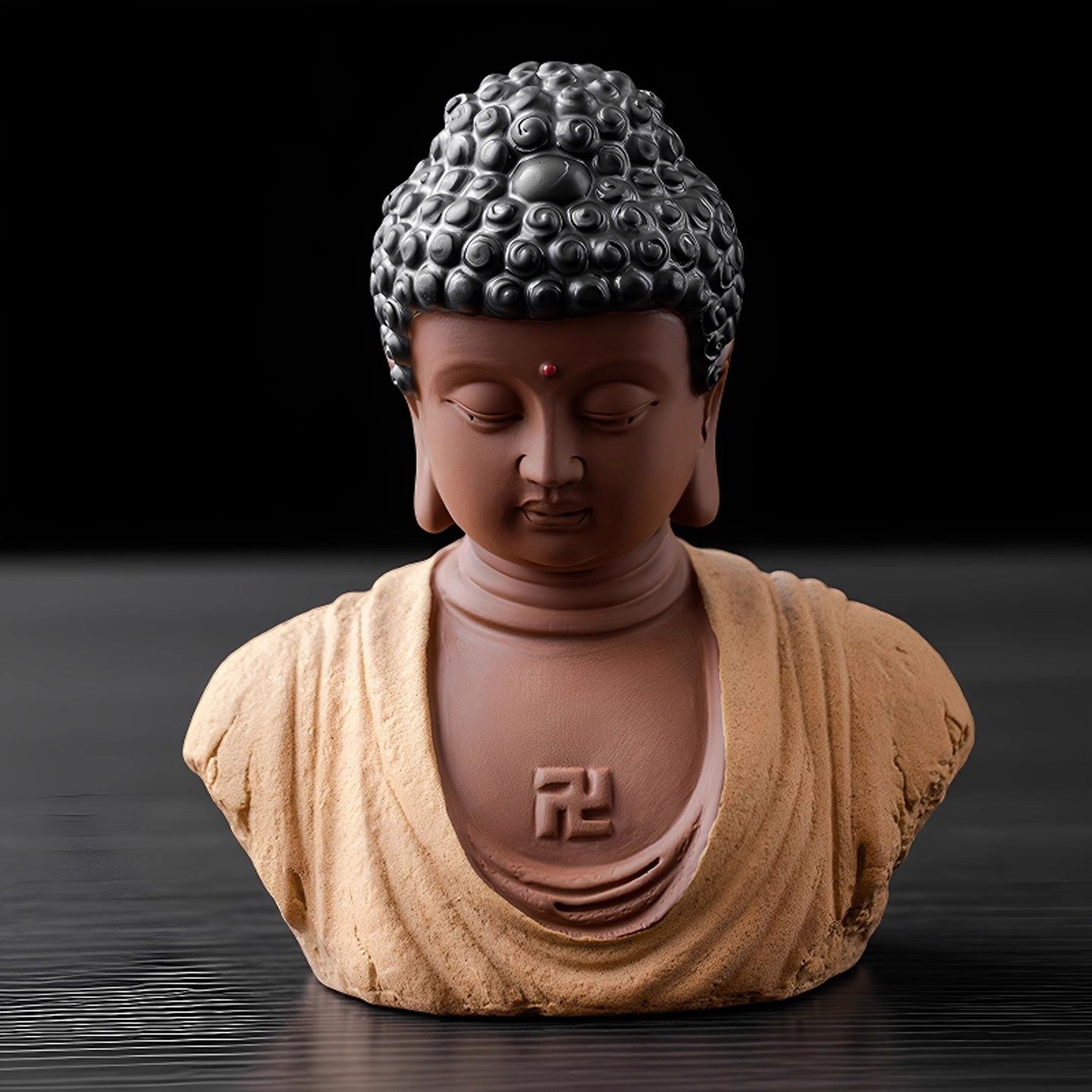 中式禅意陶瓷释迦摩尼半身像佛头家居玄关博古架装饰鱼缸佛像摆件