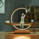 新中式 饰摆设 USB灯饰倒流香陶瓷摆件创意家用客厅玄关桌面家居装