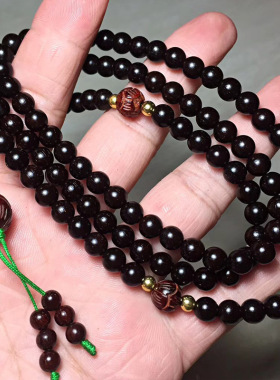 【莲花】0.6*108颗小叶紫檀高油密带星玻璃底木稳 定直接上手盘玩