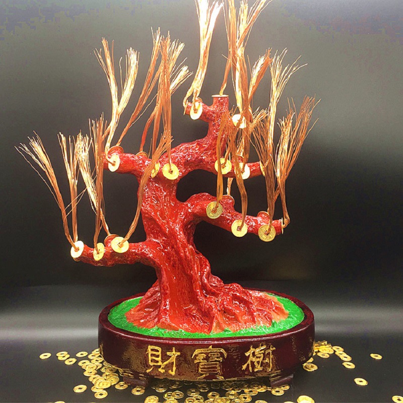 diy编织招财树摇钱树工艺品手工串玉髓发财树摆件底坐加铜丝