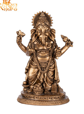 跨境印度象神复古金色佛像象目神烛台套装排灯节家居工艺品摆件