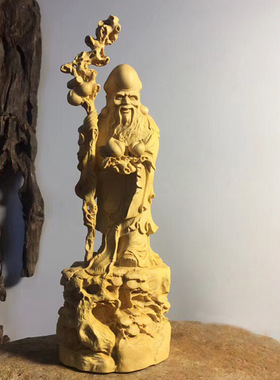 小叶黄杨木老寿星雕刻木雕家居摆饰摆件文玩工艺品厂供应出售