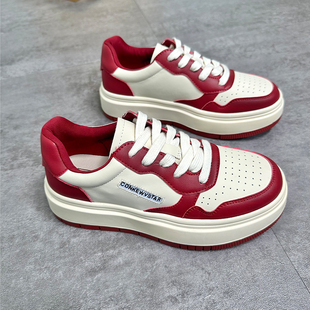 厚底圆头系带休闲鞋 可卡依板鞋 百搭运动休闲鞋 春季 2023年新款 女鞋