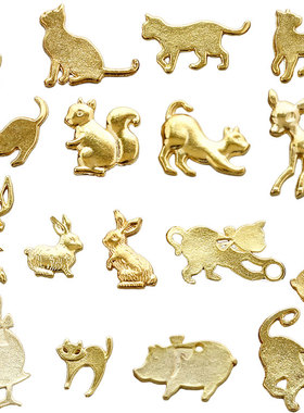 DIY水晶滴胶封入物猫咪兔子动物金属片填充物手工diy饰品材料配件