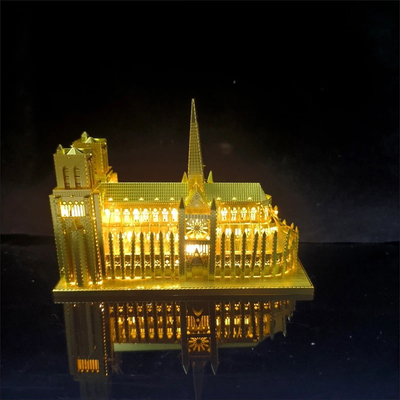 金色巴黎圣母院金属3d立体diy成人手工解闷建筑玩具模型益智拼装