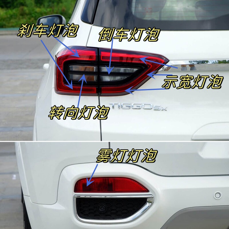 适用于奇瑞瑞虎5X后尾灯刹车灯倒车灯泡双闪示宽转向灯后雾灯灯泡