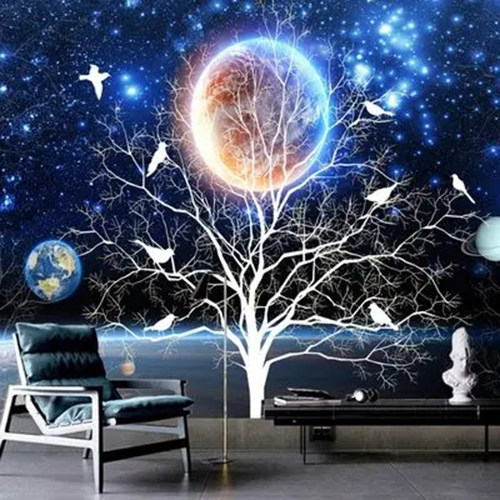 星空墙画银河宿舍装饰壁纸
