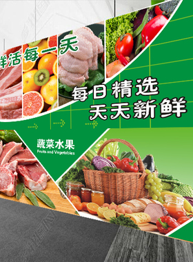 超市生鲜猪肉类牛肉海报超大装饰墙贴猪肉分割图火锅肉铺贴画自粘