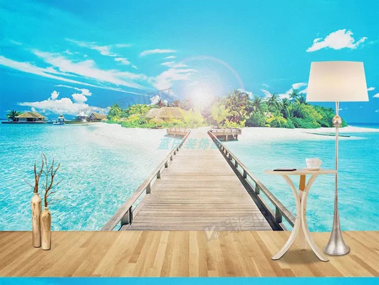 海景自粘立体客厅卧室墙贴画